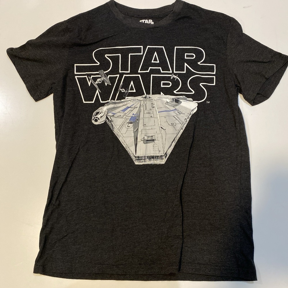Star Wars T Shirt Dark Gray - Large White Millennium Falcon on Front - Large